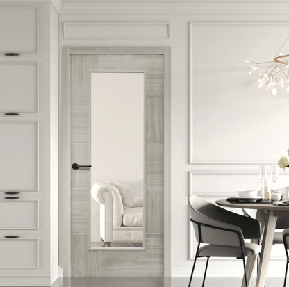 Internal Mode White Grey Laminate Ravenna Door With Clear Glass