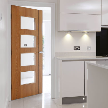 Internal Oak Blenheim Clear Glazed Fire Door Prefinished