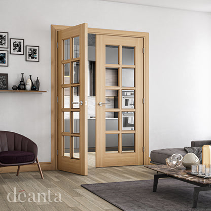 Deanta Internal Oak Bristol Glazed 10L Door Bevelled Glass