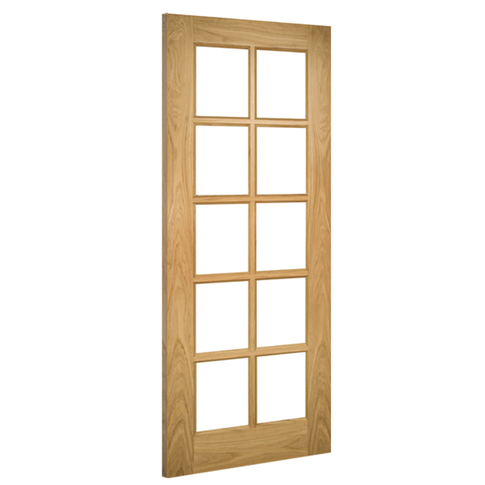 Deanta Internal Oak Bristol Glazed 10L Door Bevelled Glass