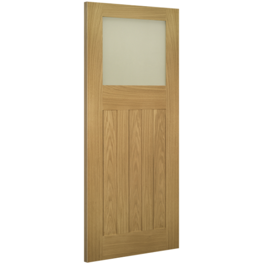 Deanta Internal Oak Cambridge Glazed Door With Frosted Glass