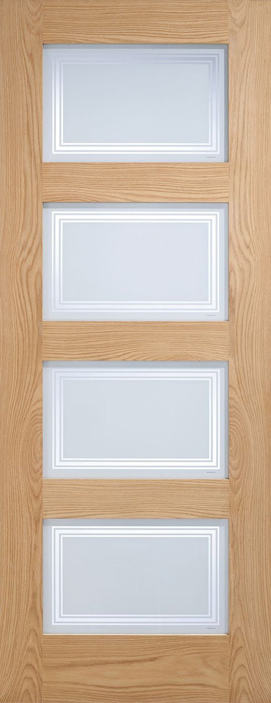 Internal Oak Contemporary Silkscreen Glazed Door