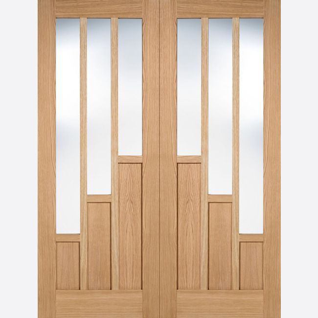 Internal Oak Coventry Clear Glazed Pair Of Doors