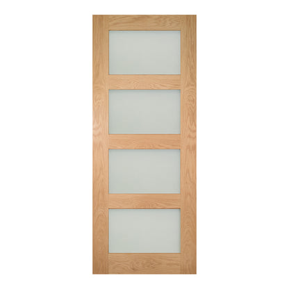 Deanta Internal Oak Coventry Shaker 4L Glazed Door Frosted Glass