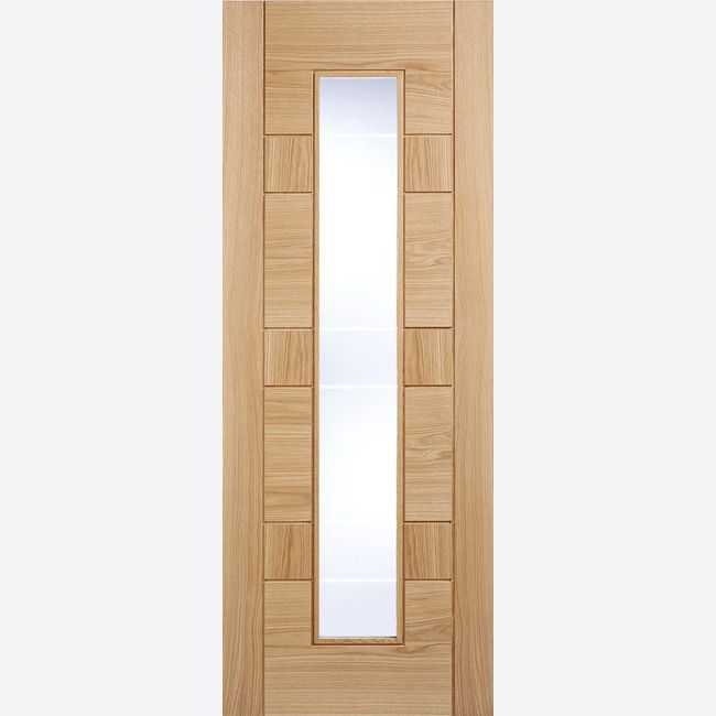 Internal Oak Edmonton Glazed Door Clear Glass With Frosted Lines