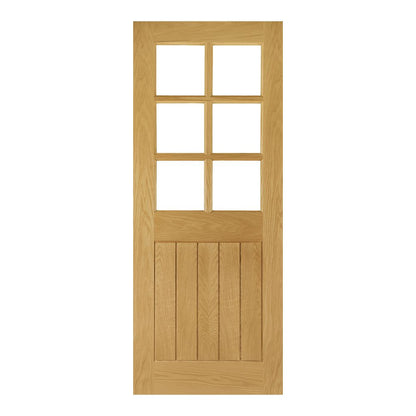 Deanta Internal Oak Ely Clear Bevelled Glazed 6L Door Unfinished