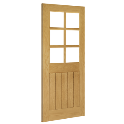 Deanta Internal Oak Ely Clear Bevelled Glazed 6L Door Unfinished