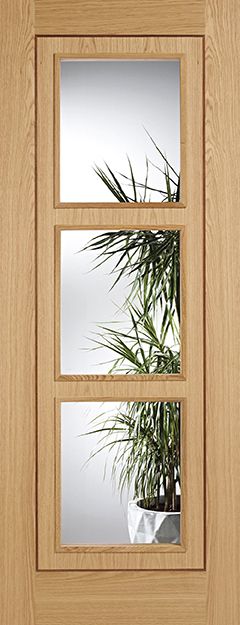 Internal Oak Inlay 3L Clear Glazed Door