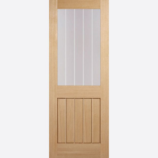 Internal Oak Mexicano Glazed Fire Door Clear Glass With Frosted Lines