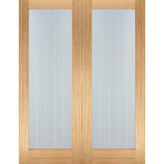 Internal Oak Mexicano Pattern 10 Glazed Pair Of Doors