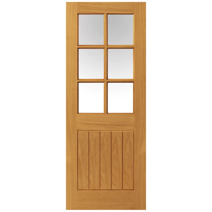 Internal Oak Mexicano 6L Bevelled Glazed Door Clear Glass