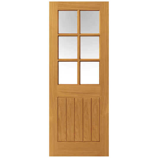 Internal Oak Mexicano 6L Bevelled Glazed Door Clear Glass