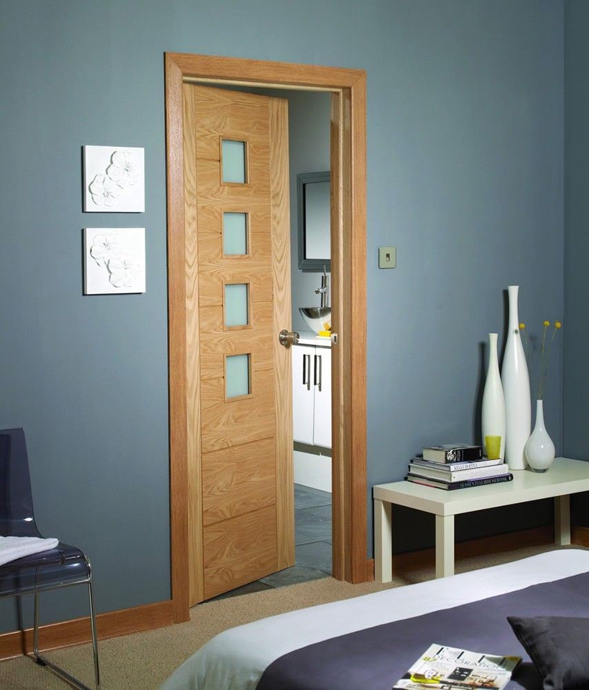 Internal Oak Palermo Door With Obscure Glass Prefinished