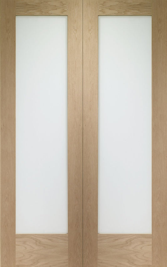 Internal Oak Pattern 10 Pair Of Glazed Doors With Obscure Glass Rebated