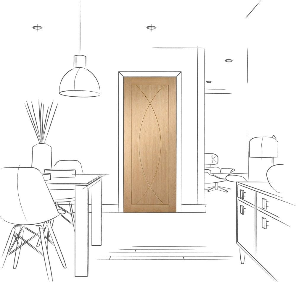 Internal Oak Pesaro Door Panelled Pre-Finished