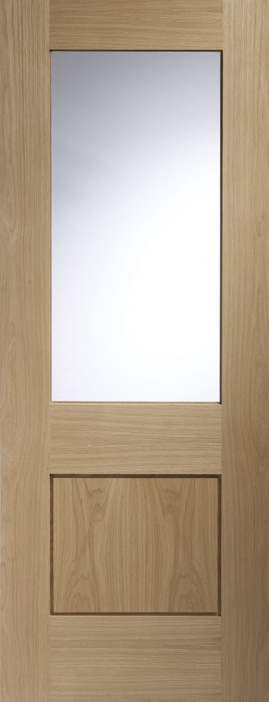 Internal Oak Piacenza Unfinished Oak Door With Clear Glass