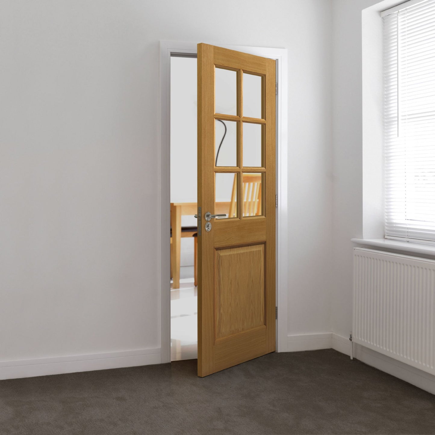 Internal Oak Arden Clear Glazed 6L Door Prefinished