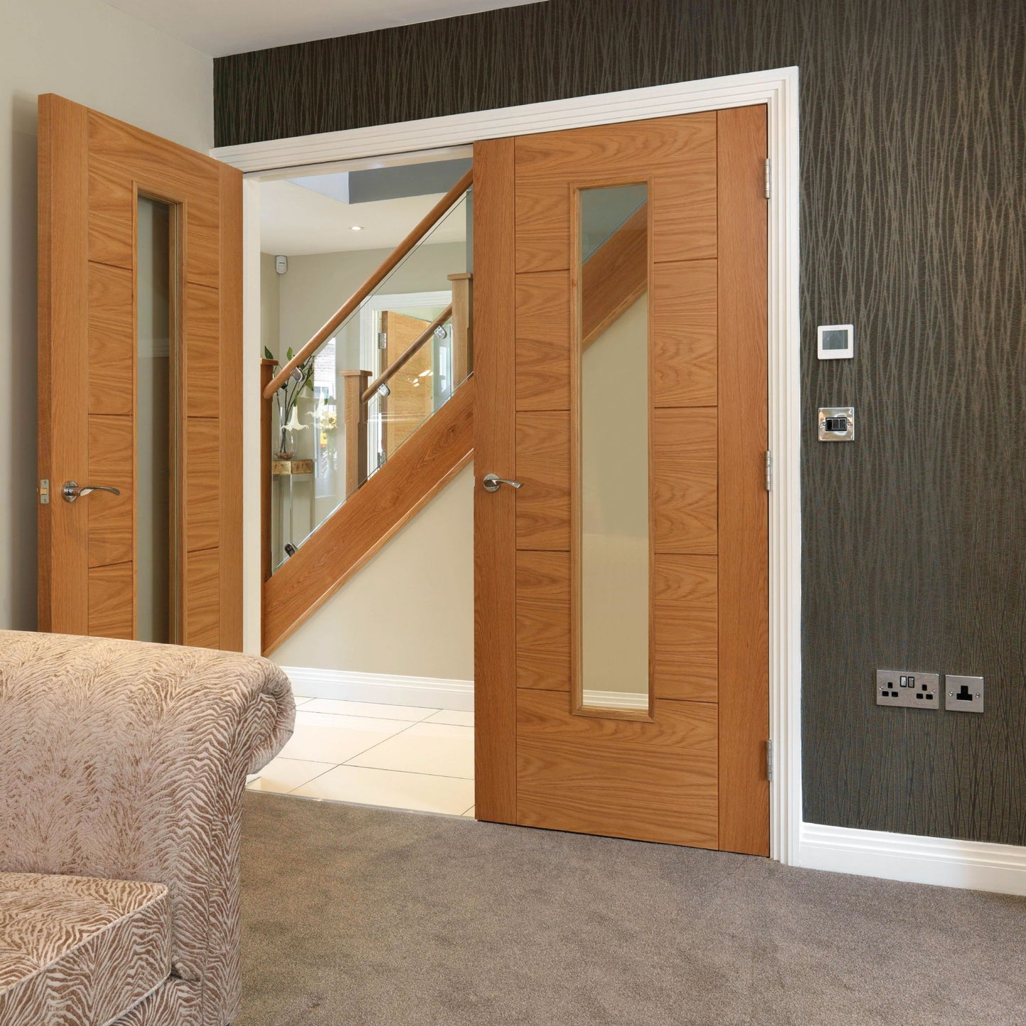 Internal Oak Emral Glazed Fire Door Prefinished