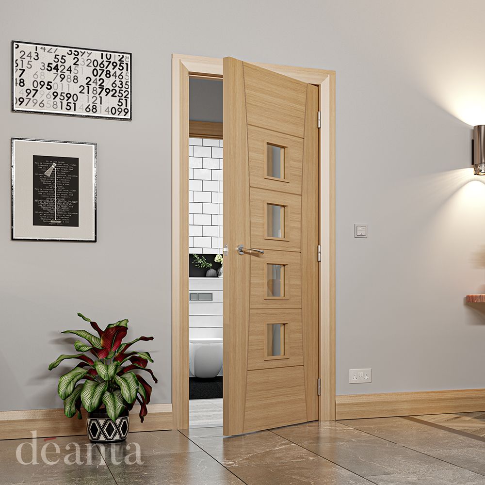 Deanta Internal Oak Pamplona Glazed Door Fully Finished