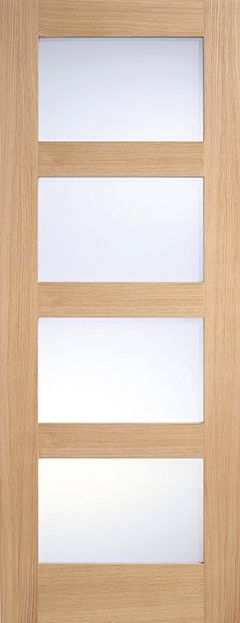 Internal Oak Shaker Door 4L Clear Glass Unfinished