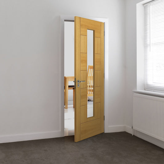 Internal Oak Sirocco Clear Glazed Door Fully Finished