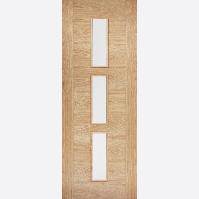 Internal Oak Sofia 3L Pre-Finished Door With Clear Glass