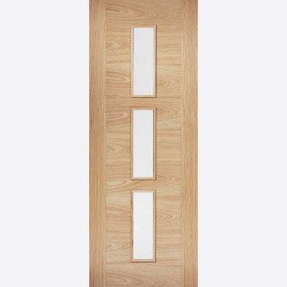 Internal Oak Sofia 3L Pre-Finished Door With Clear Glass