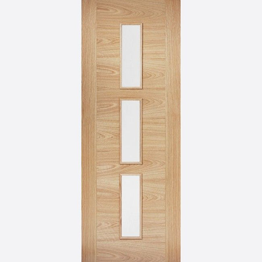 Internal Oak Sofia 3L Pre-Finished Door With Clear Glass