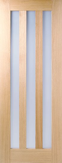 Internal Oak Utah Pre-Finished Glazed Door Frosted Glass 3 Light