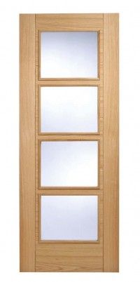 Internal Oak Vancouver Glazed Door With 4L Clear Glass Pre-Finished