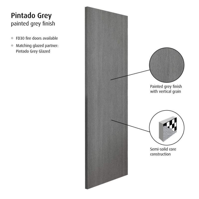 Internal Pintado Grey Fire Door Pre-Finished FD30