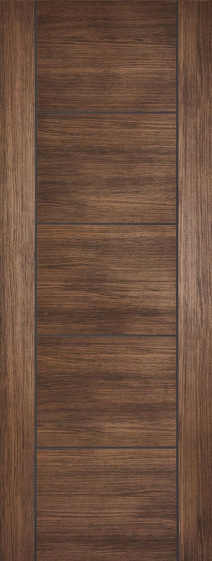 Internal Walnut Vancouver 5 Panel Laminate Door Fully Finished