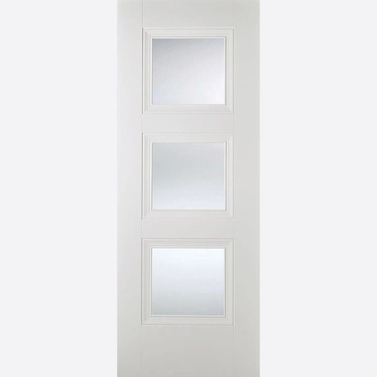 Internal White Amsterdam Glazed 3L Door With Clear Glass