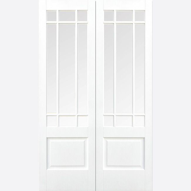 Internal White Downham Pair Of Glazed 9L Doors