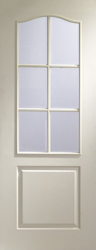 Internal White Moulded Classique 6 Light Door With Clear Bevelled Glass