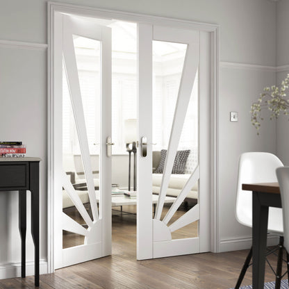 Internal White Primed Aurora Clear Glazed Door