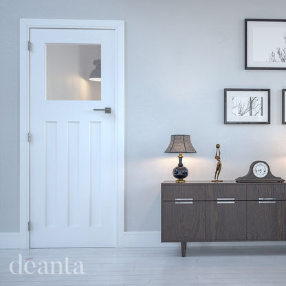 Deanta Internal White Primed Cambridge Door Glazed With Clear Glass