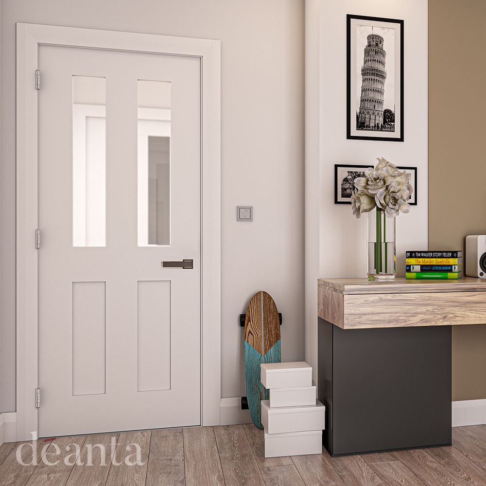 Deanta Internal White Primed Eton Clear Glazed Door 2P 2L