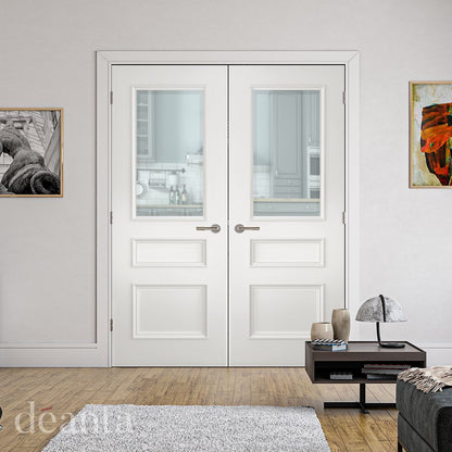 Deanta Internal White Primed Windsor Glazed Door Clear Bevelled Glass