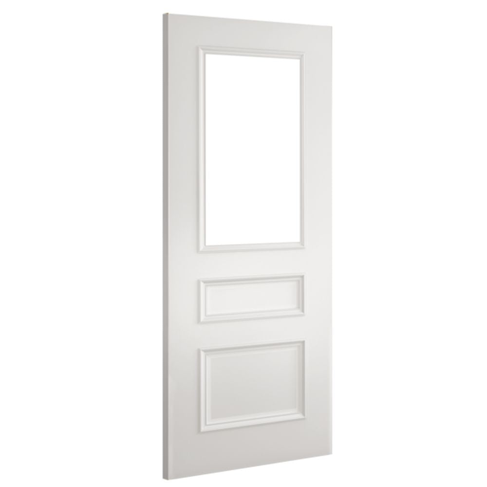 Deanta Internal White Primed Windsor Glazed Door Clear Bevelled Glass