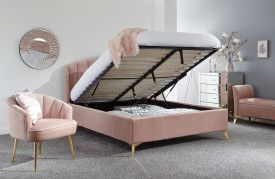 Pettine End Lift Ottoman Bed 135cm Blush Pink