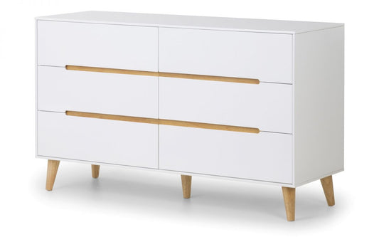 Julian Bowen Alicia White 6 Drawer Wide Chest Of Drawers