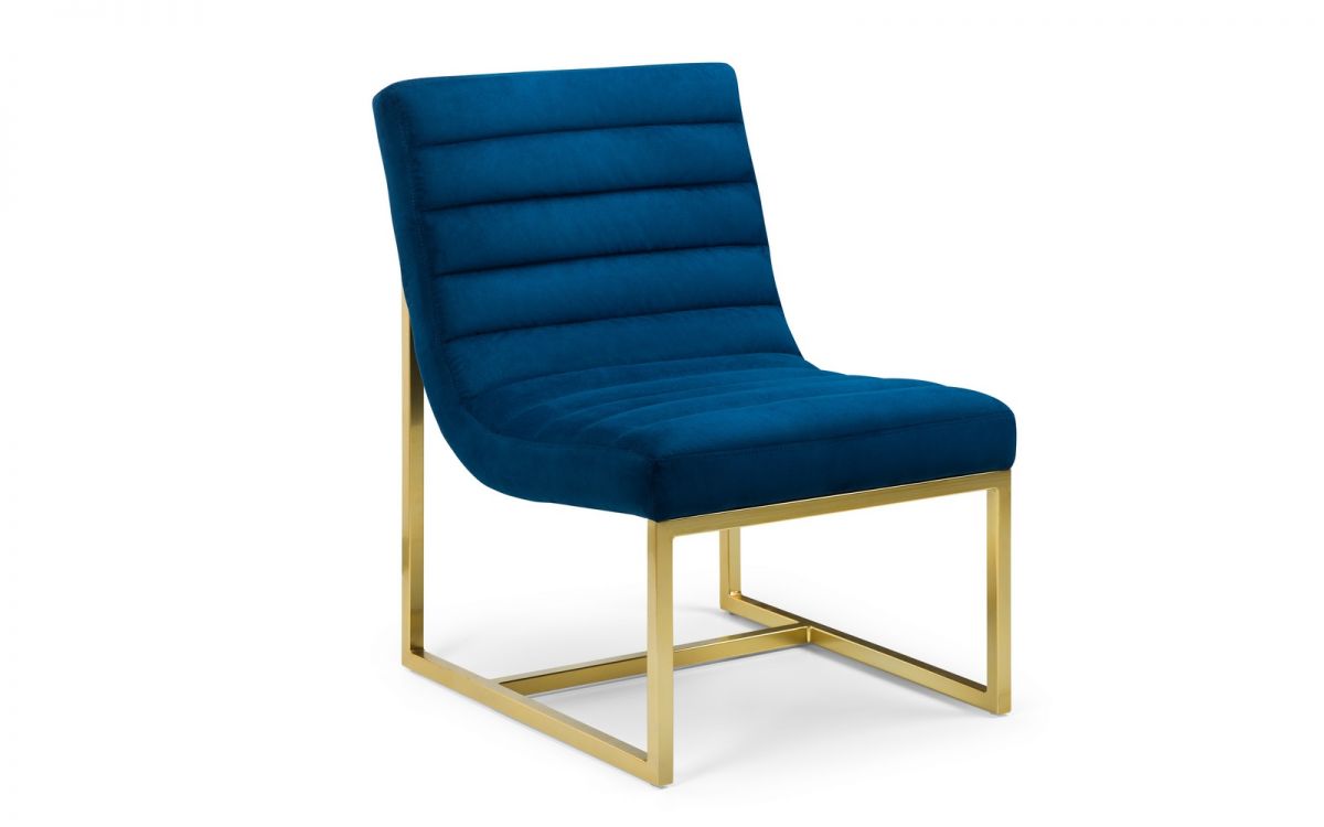 Julian Bowen Bellagio Velvet Accent Chair Blue & Gold