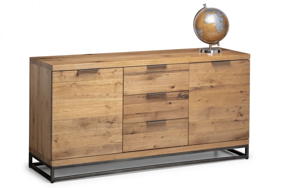 Julian Bowen Brooklyn Oak and Gun Metal Sideboard