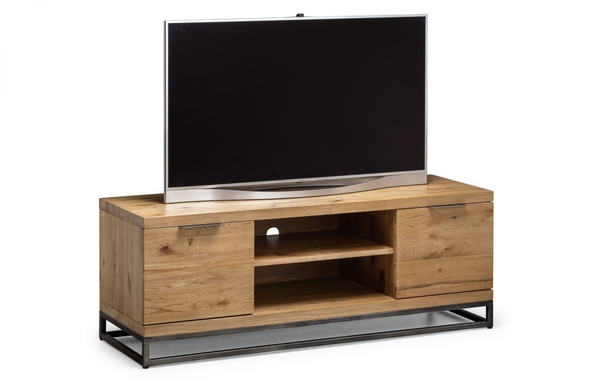 Julian Bowen Brooklyn Oak TV Unit Industrial Retro