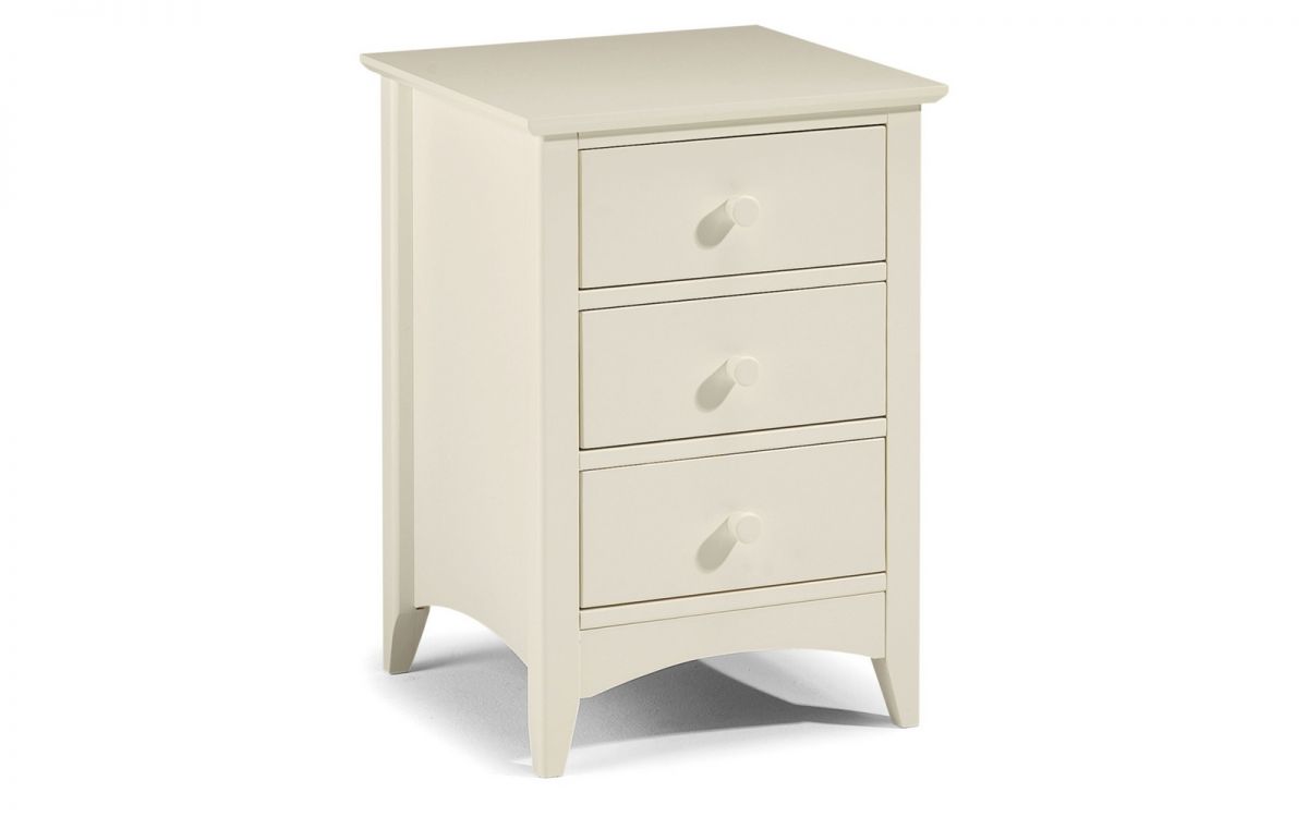 Julian Bowen Cameo Stone White 3 Drawer Bedside Cabinet