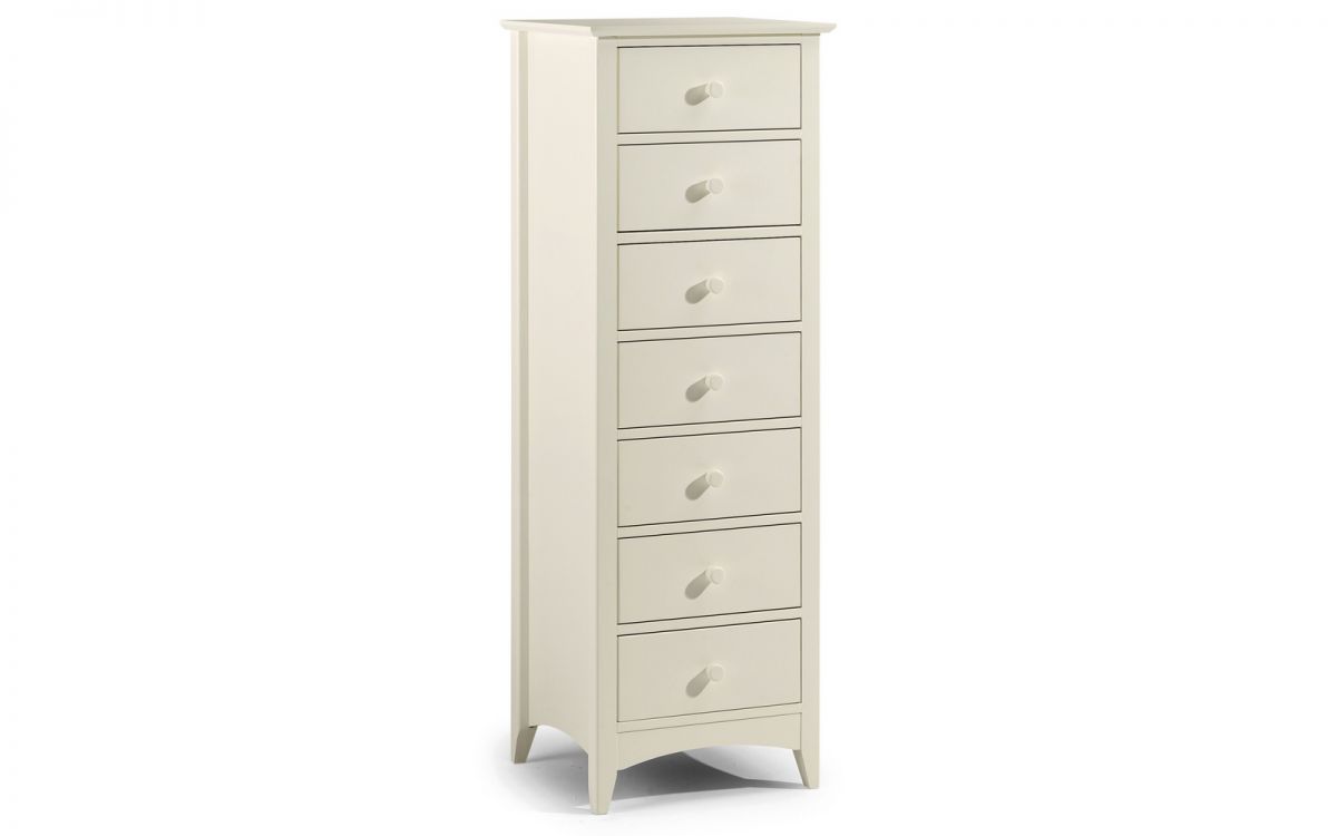 Julian Bowen Cameo Stone White 7 Drawer Narrow Chest