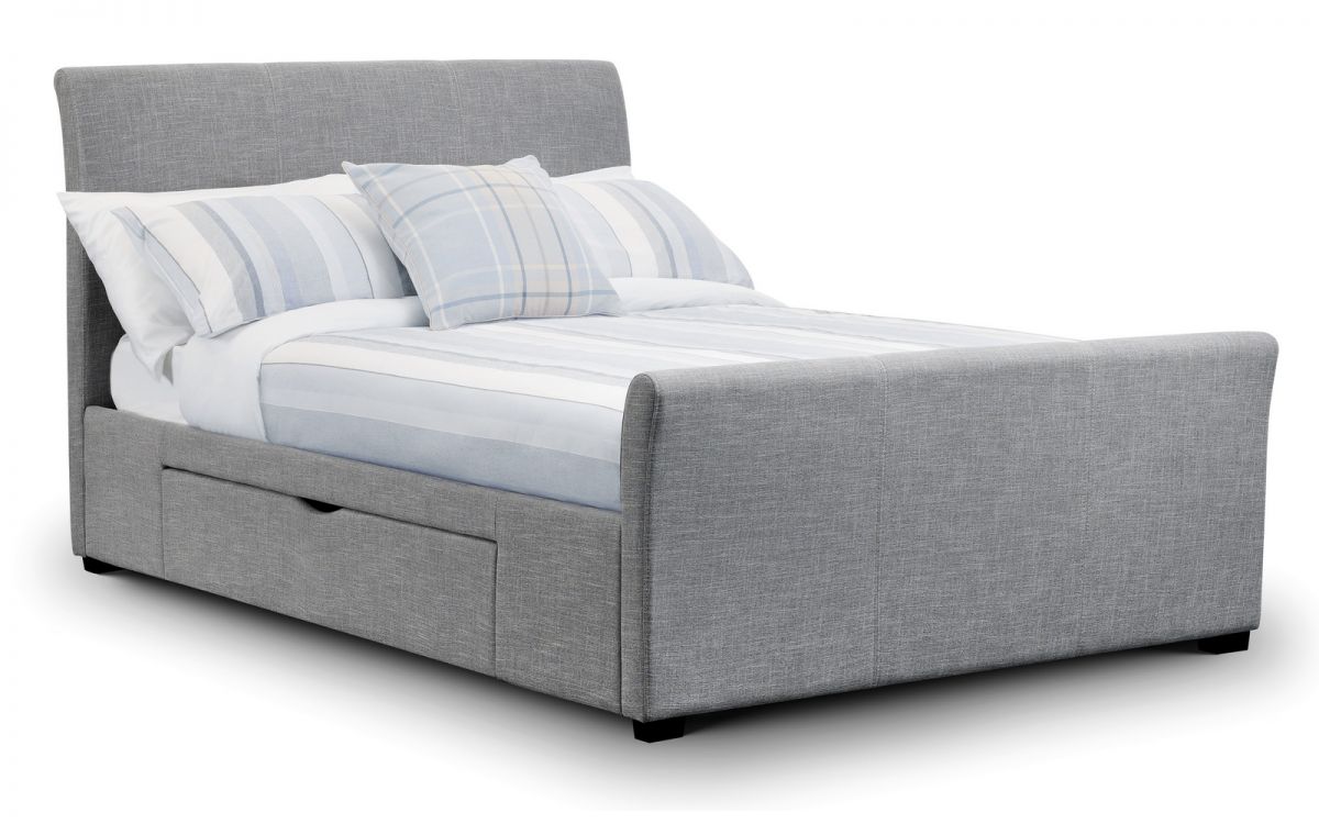 Julian Bowen Capri Fabric King Size Bed with 2 Drawers Light Grey