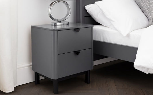 Julian Bowen Chloe Grey 2 Drawer Bedside Cabinet