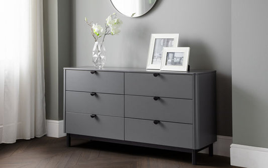 Julian Bowen Chloe Grey 6 Drawer Chest Of Drawers